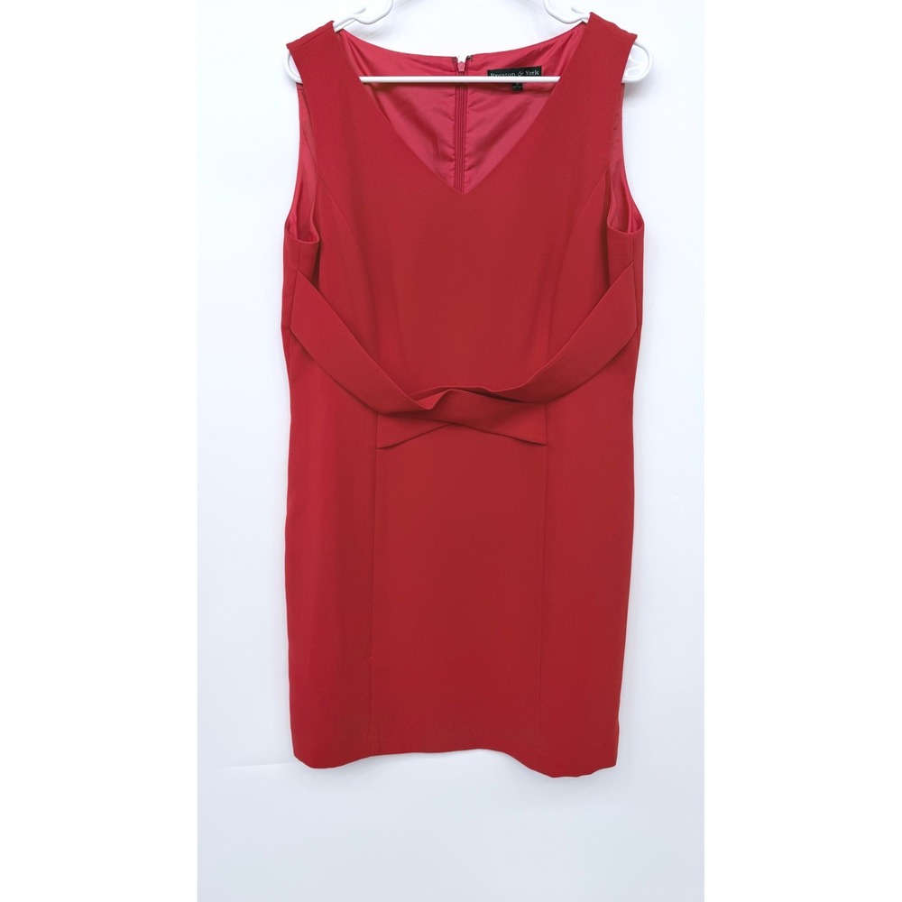 Preston & York Sheath Dress Sleeveless V-Neck Office Party Power Red Women 12